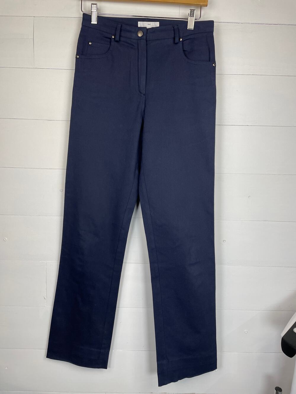 Barneys New York CO-OP Navy Blue Straight Leg Cotton Trousers Pants Size 6 USA